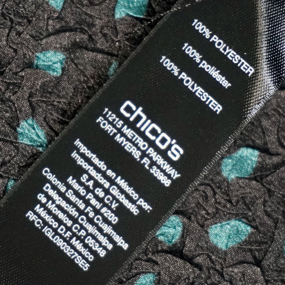 Chico's Travelers Charcoal Teal Crushed Jacket XL 1X 2X Crinkle Textured Kimono - Picture 8 of 9